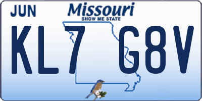 MO license plate KL7G8V