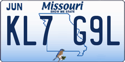 MO license plate KL7G9L