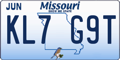 MO license plate KL7G9T