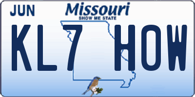 MO license plate KL7H0W