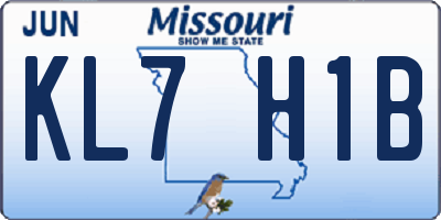 MO license plate KL7H1B