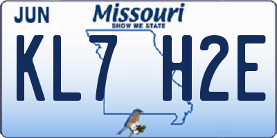 MO license plate KL7H2E