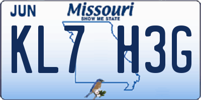 MO license plate KL7H3G