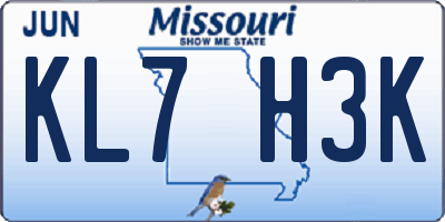 MO license plate KL7H3K