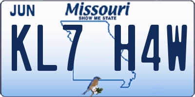 MO license plate KL7H4W