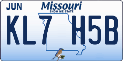 MO license plate KL7H5B