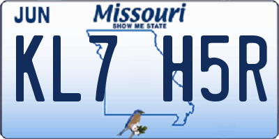 MO license plate KL7H5R