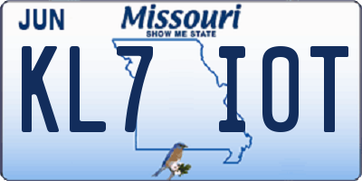 MO license plate KL7I0T
