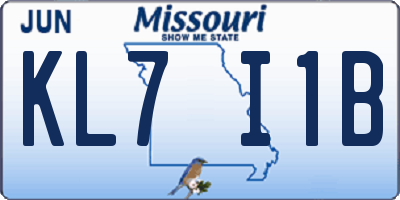 MO license plate KL7I1B