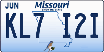 MO license plate KL7I2I