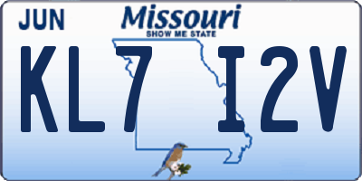 MO license plate KL7I2V