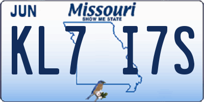 MO license plate KL7I7S