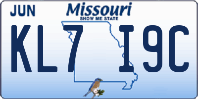 MO license plate KL7I9C