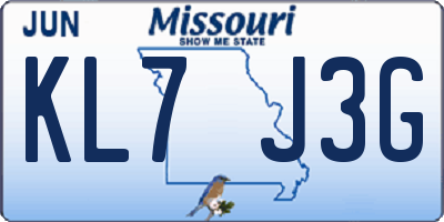 MO license plate KL7J3G