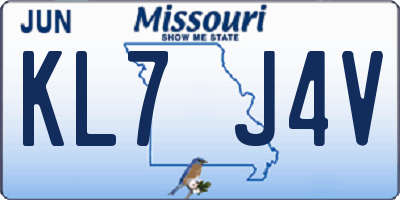 MO license plate KL7J4V