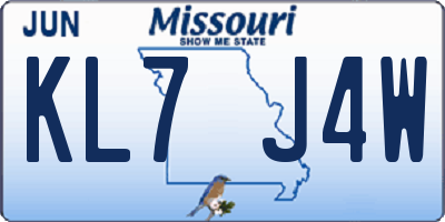 MO license plate KL7J4W