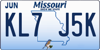 MO license plate KL7J5K