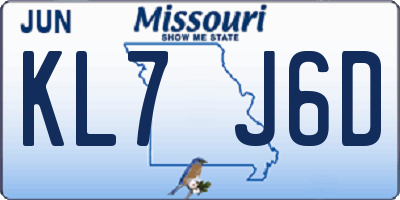 MO license plate KL7J6D