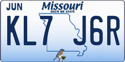MO license plate KL7J6R