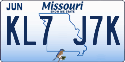 MO license plate KL7J7K