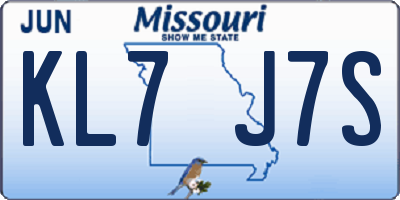 MO license plate KL7J7S