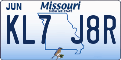 MO license plate KL7J8R