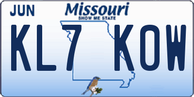 MO license plate KL7K0W