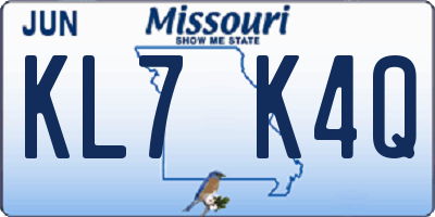 MO license plate KL7K4Q