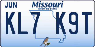 MO license plate KL7K9T