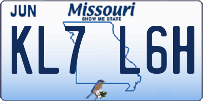 MO license plate KL7L6H