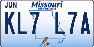 MO license plate KL7L7A