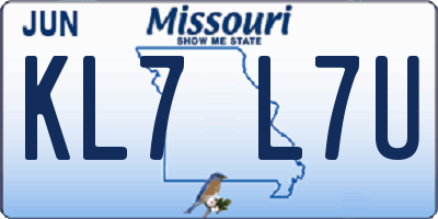 MO license plate KL7L7U