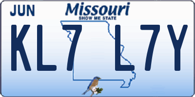 MO license plate KL7L7Y