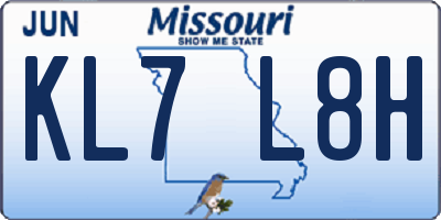 MO license plate KL7L8H