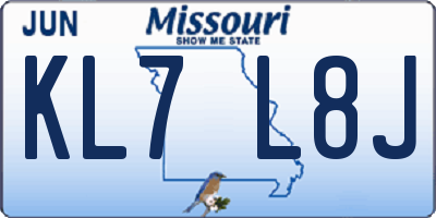 MO license plate KL7L8J