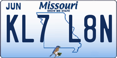 MO license plate KL7L8N