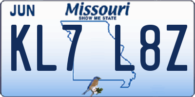 MO license plate KL7L8Z