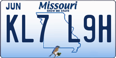 MO license plate KL7L9H