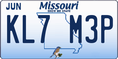 MO license plate KL7M3P