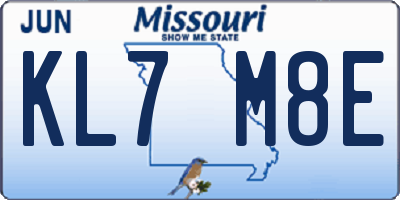 MO license plate KL7M8E