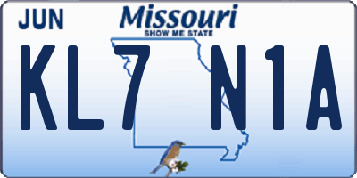 MO license plate KL7N1A