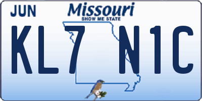 MO license plate KL7N1C