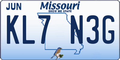 MO license plate KL7N3G
