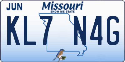 MO license plate KL7N4G