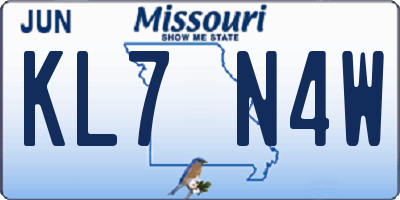 MO license plate KL7N4W