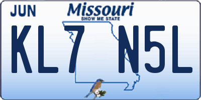 MO license plate KL7N5L
