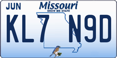MO license plate KL7N9D