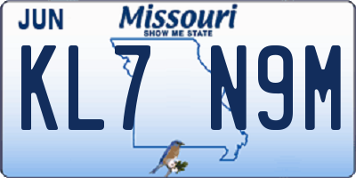 MO license plate KL7N9M