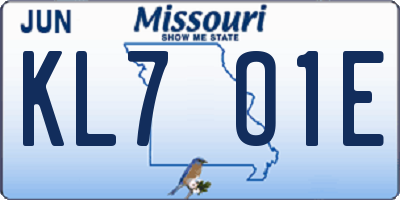 MO license plate KL7O1E