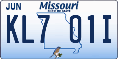 MO license plate KL7O1I
